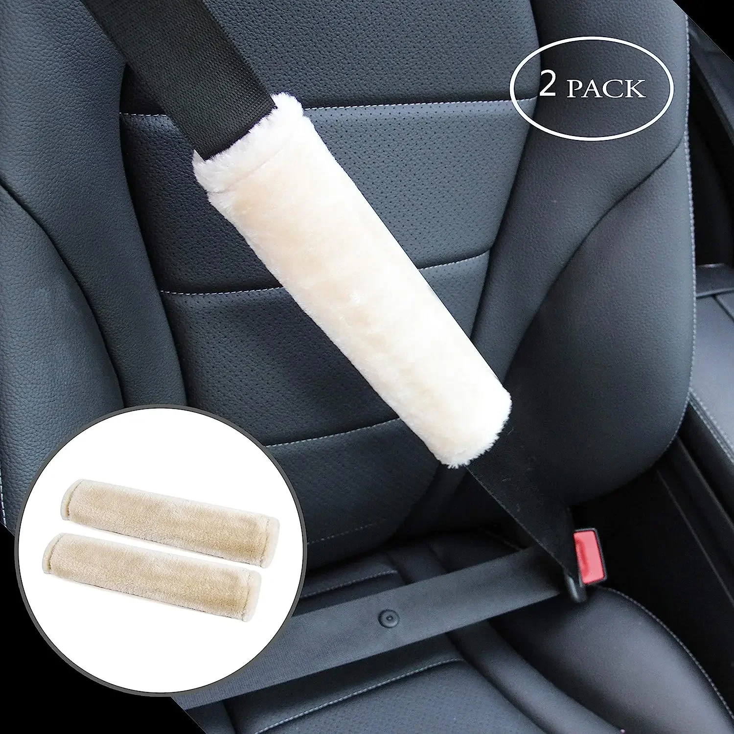 2pcs Autumn Winter Car Seat Belt Cover Adjustable Plush Car Safety Belt Cover Shoulder Pad for Kids Adults Accessories