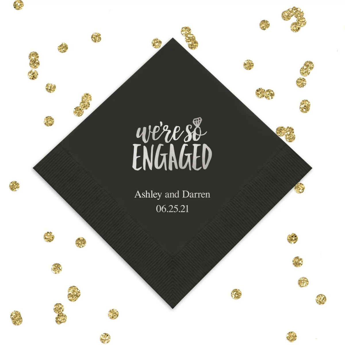 

50 We're So Engaged Personalized Napkins - Custom Engagement Party Napkins - Engagement Announcement - Set of 50 Cocktail or L