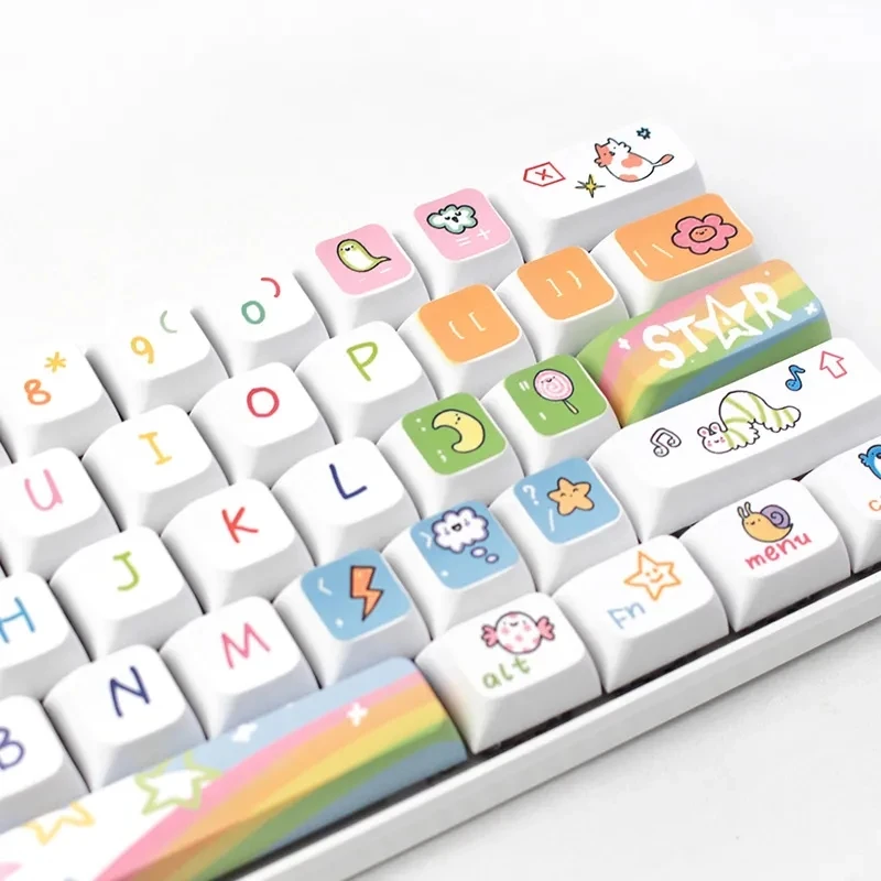 

127 Keys 1 Set Rainbow Keycaps PBT Keycaps XDA Profile Dye Sublimation Mechanical Keyboard Keycap For MX Switch