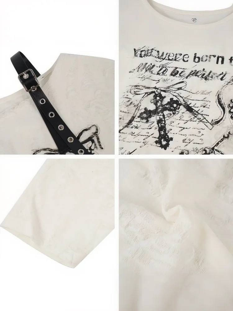 Vintage Y2K Oversized Off-Shoulder Hip Hop T-Shirt - Baggy Long Sleeve Womens Top