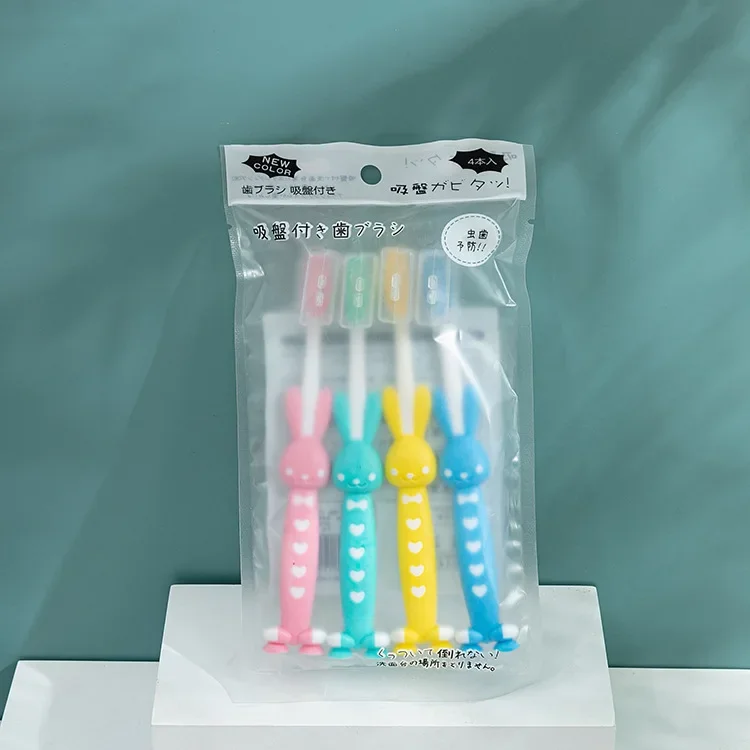 4Pcs/set Cute Cartoon Toothbrush for Children Bamboo Charcoal Short Handle Children's Toothbrush Baby Teeth Care