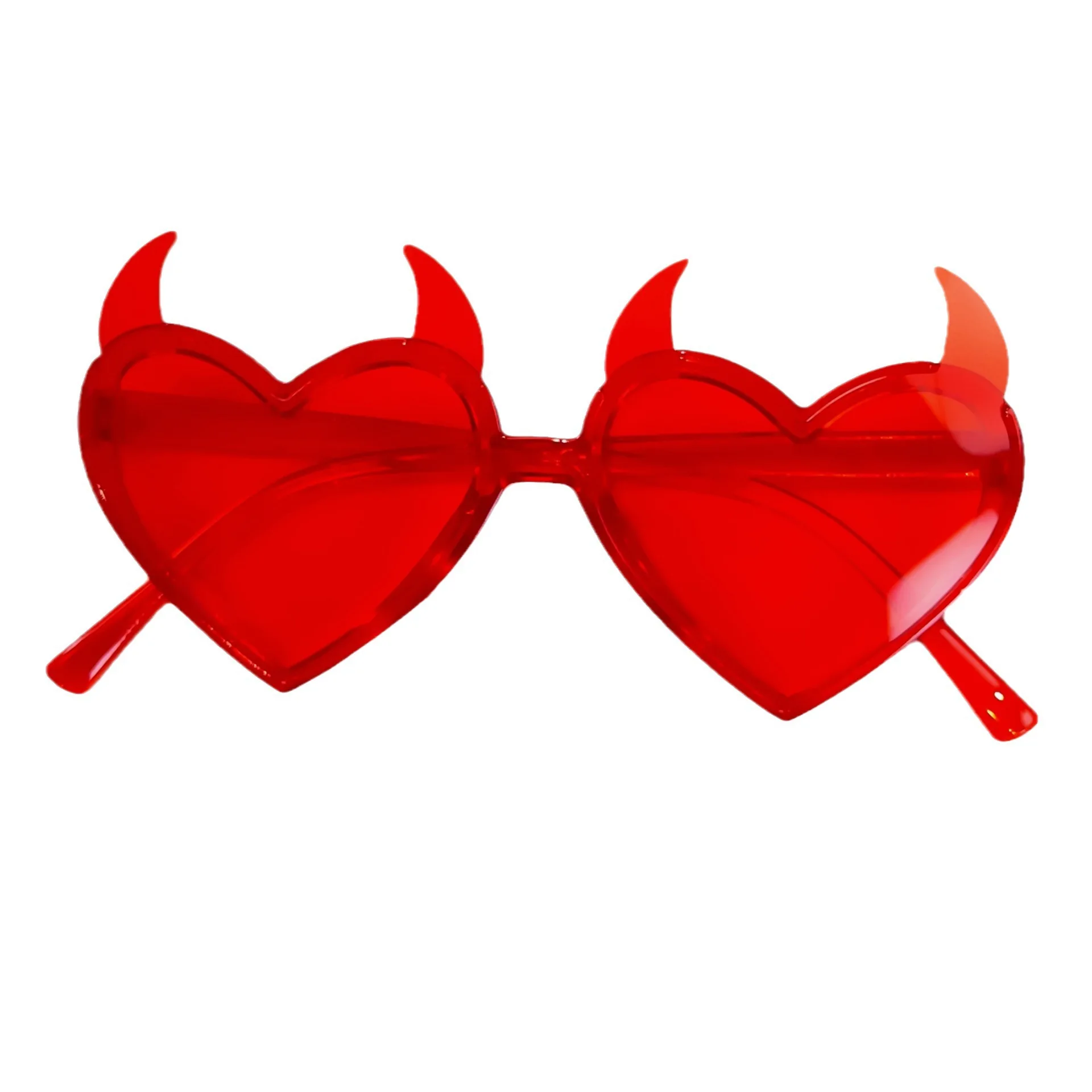 Stylish Red Demon Horns Love Glasses for Parties and Halloween