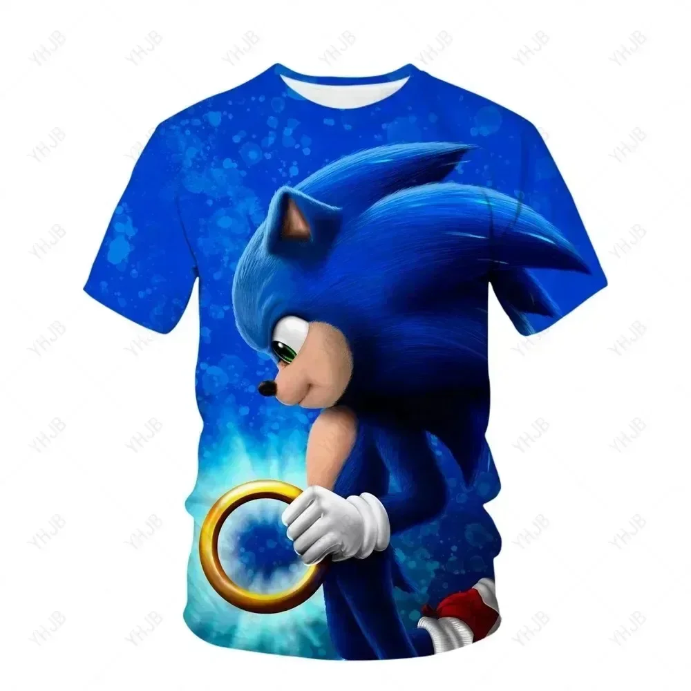 New Cartoon Anime Tshirt Kids Clothing Boys Girls Cartoon Game Boy Boys Sonic 3D Printing Clothes Summer Children T-shirt Tops 4