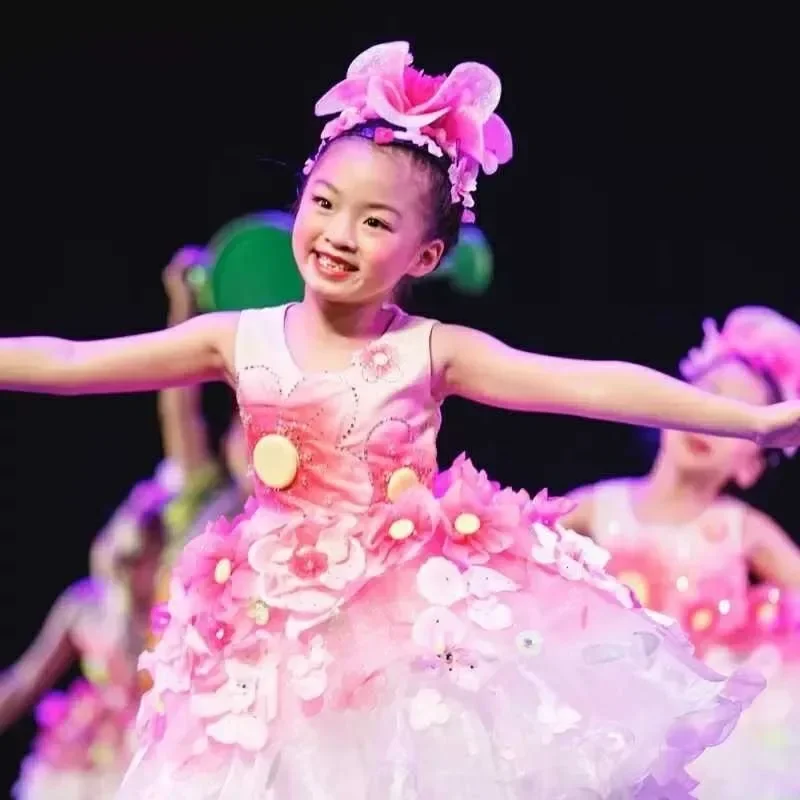 

Elegant Lotus Blossom Girls' Dress Performance Costumes and headwear for a Mesmerizing Show - Perfect for Little Princesses