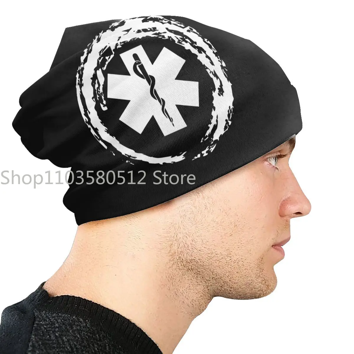  Star of Life 보넷 모자, 힙합 스키 스컬리 비니 모자, 응급 의료진 구급차, 남성 여성 니트 다기능 모자