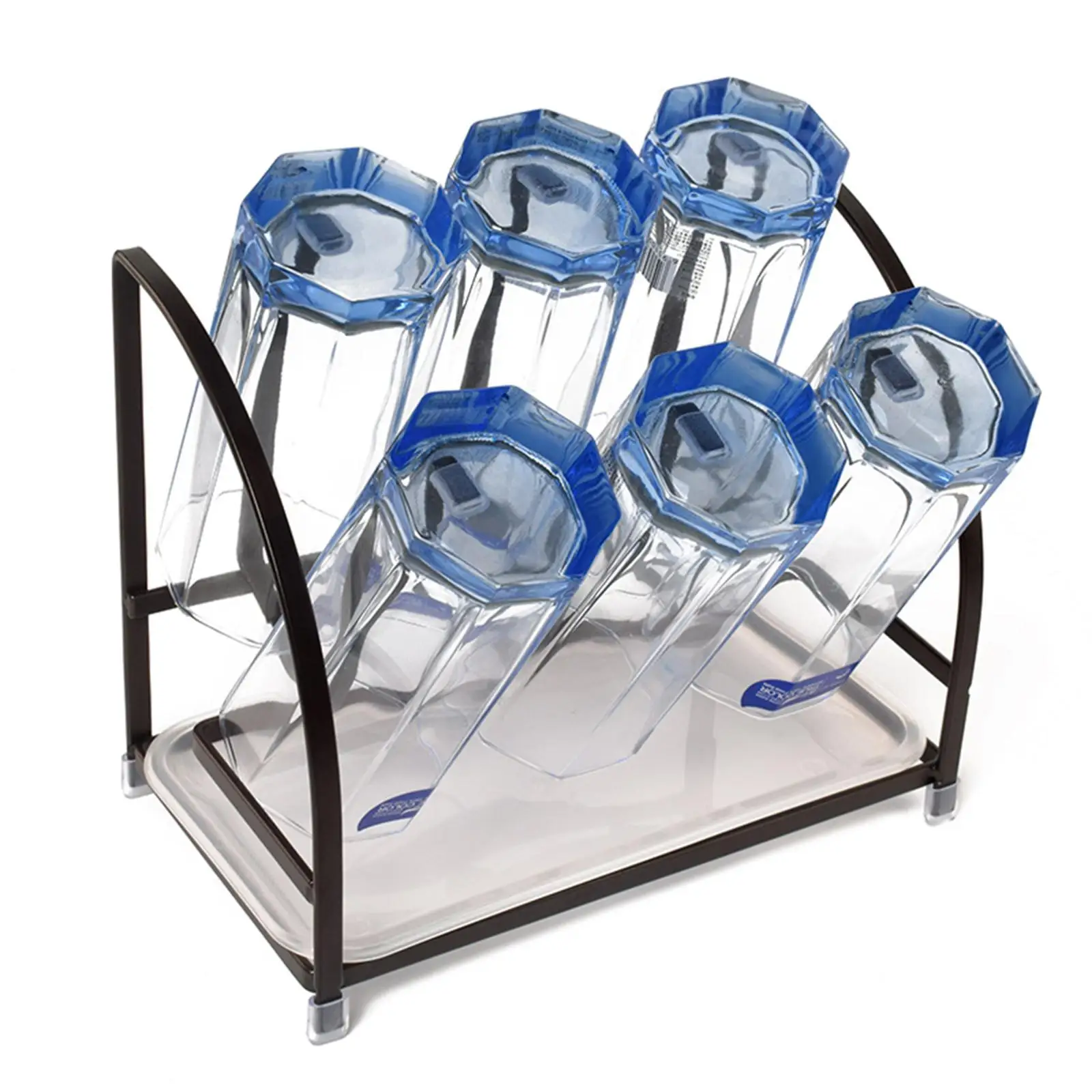 Stylish Non Slip Mugs Cups Organizer Drying Rack,Cup Drying Rack Drain Tray for