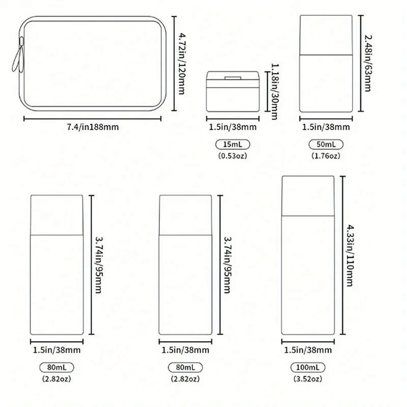 Compact Silicone Travel Bottle Set - Refillable Containers
