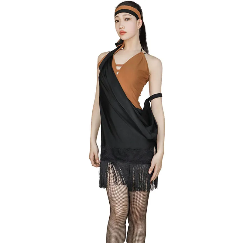 

Latin Tassel Tube Dress Sexy Backless Ballroom Practice Wear Competition Costume Performance Clothes Stage Dance Wear