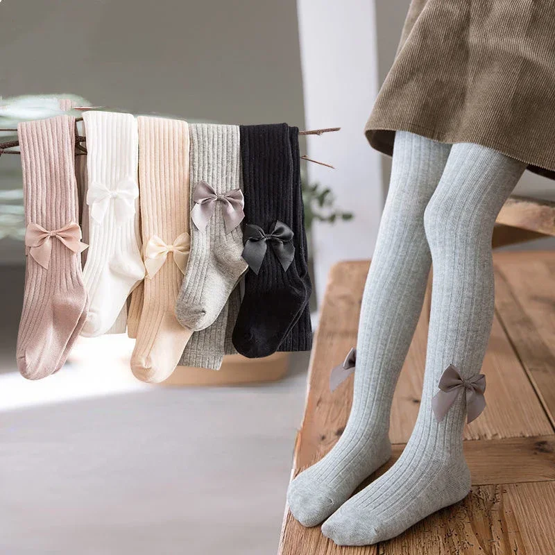 

0-12 Years Children Cotton Baby Girls Pantyhose Spring Autumn Winter Bowknot TightsKids Infant Knitted Collant Tights