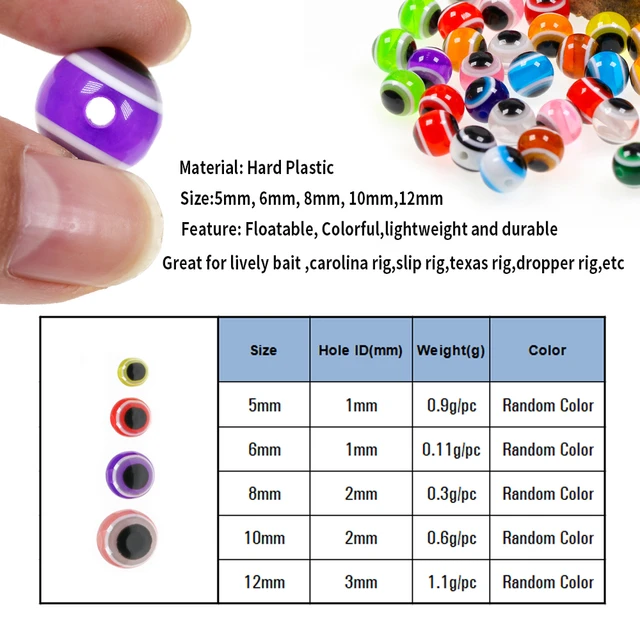ICERIO Fish Eye Beads 5-12mm Colorful Carolina Rigs Taxes Rigs Slip Bobbers  Fishing Acrylic Beads