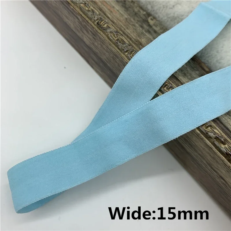 

5yards SkyBlue Elastic Ribbon Fold Over Spandex Elastic Band For Sewing Lace Trim Waist Band Garment Accessory 10/15/20/25mm