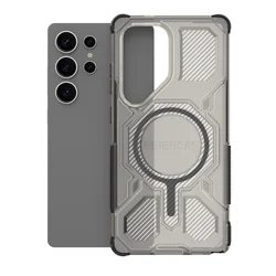 Magnetic Military Armor Phone Case with Wireless Charging & Anti - Drop Protection - Galaxy S25 Ultra (Transparent black)