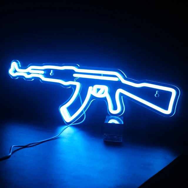 Wanxing Neon Sign Light Gun Custom Led AK 47 Super Cool Hanging Art Night  Lamp Game Room Shop Party Personalised Wall Decoration - AliExpress