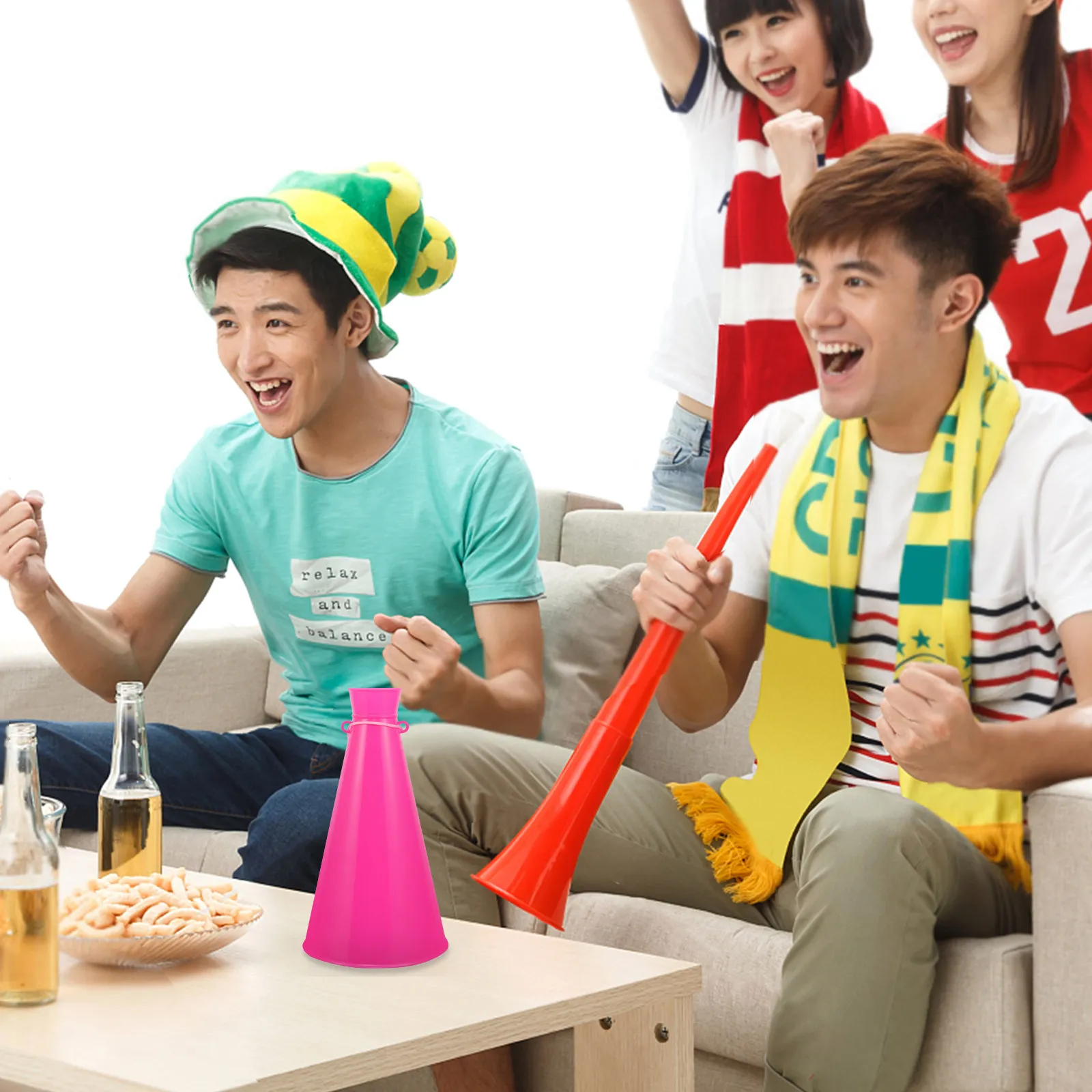 휴대용 플라스틱 응원 메가폰 파티 경적, 팬들을 위한 축구 경기, 축구 게임, 축제, 콘서트, 야외 행사용