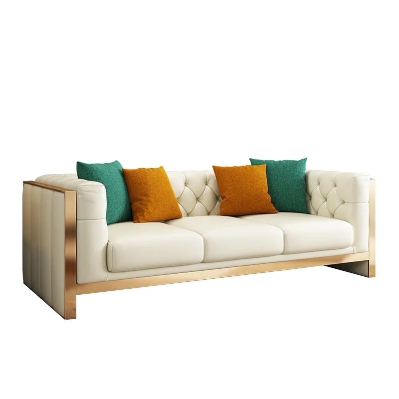 

Post-modern luxury sofa leather small apartment living room saves space, fashionable and simple online celebrity ins wind