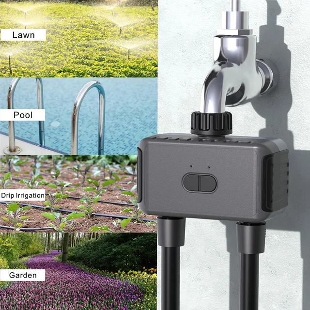 Tuya Smart Watering Timer 2 Outlet Smart Sprinkler Drip Irrigation Controller Water Valve Rain Delay Programmable Controllers 3