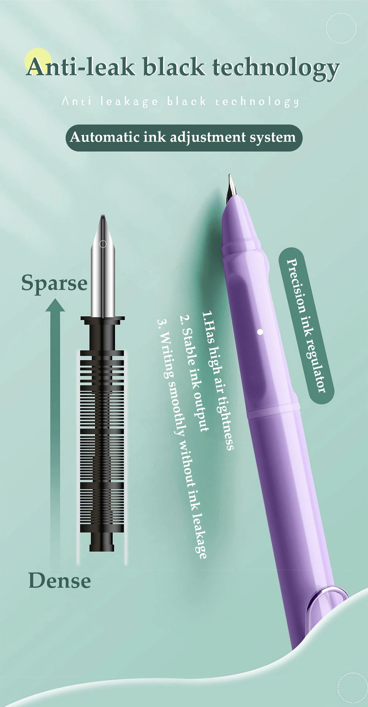 1Set Drücken Automatische Teleskop Stift Austauschbare Tinte Tasche 0,38mm Soft Grip Stift Schule Student Büro Schreibwaren – Detail 4