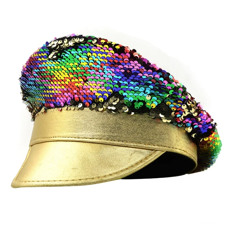 

Fashion Wedding Hat Prom Party Military Bride Hat with Colorful Sequins Wedding Hat for Carnivals Bachelorette Party