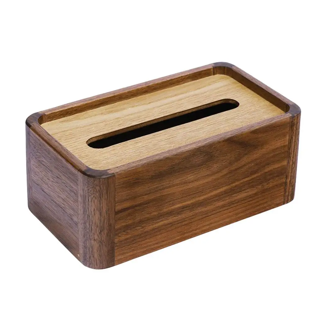 Rustic Walnut Wood Bathroom Facial Tissue Box Holder Cover /