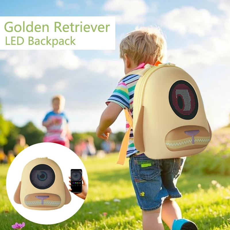 Children's backpack Glowing Eyes Backpack Girls' school backpack LED Display Hol