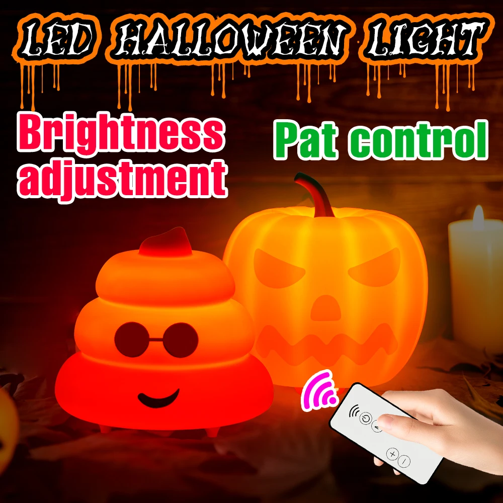 

Pumpkin LED Night Light RGB Dimmable Desk Lamp Silicone Bedside Bulb Novelties LED Halloween Bulb Christmas Atmosphere Lighting
