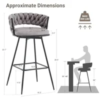 Modern Woven Design Swivel Barstools Set of 4 Stool Chair 26" with Back Indoor Restaurant Kitchen Bistro Entertainment Area Café 2