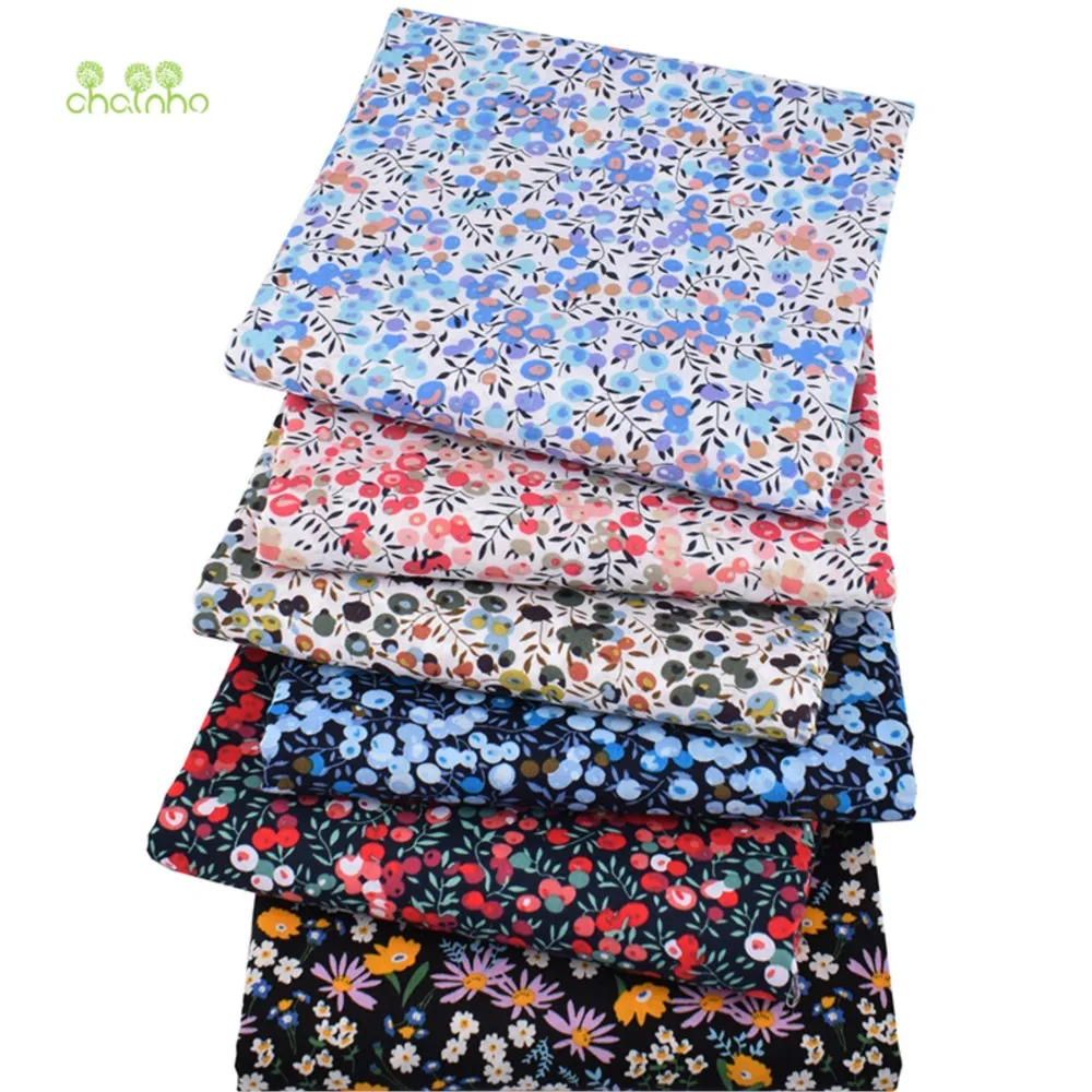 Chainho,Printed Plain Weave Poplin Cotton Fabric,DIY Quilting Sewing Material,Patchwork Cloth,Berries Series,3 Sizes,15PC98