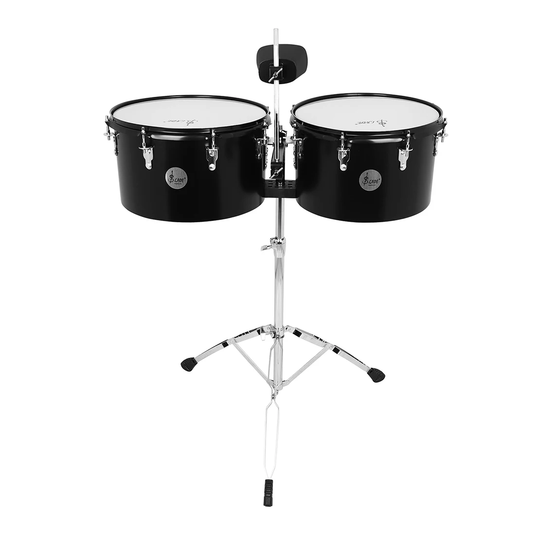 SLADE Timbales Drum Set 13&times;8 14&times;8 Black Two Pack with Cowbell Outstanding Tone Classic Finish Strong Durability for beginners