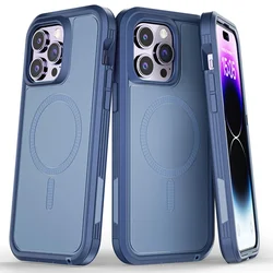 Magnetic ArmorSeries Box Case - Hybrid Heavy - Duty, Shockproof Cover with MagSafe Compatibility - iPhone 15 (Aquamarine)