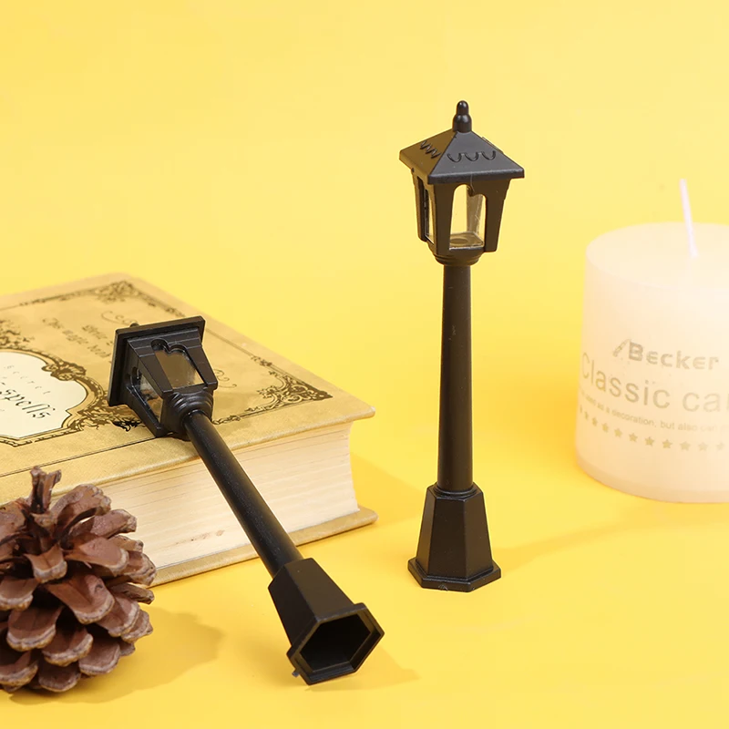 Miniature Christmas Street Lamp Post LED Lights Park Bench & Streetlight Micro Landscape Fairy Garden Ornament Dollhouse Decor
