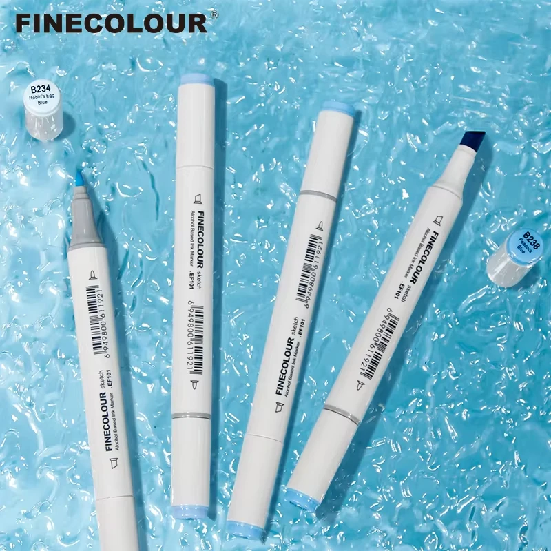 다크 브라운 및 블루 컬러 양단 아트 마커, 파인 컬러 마커, 아티스트 스케치 드로잉 마커 펜