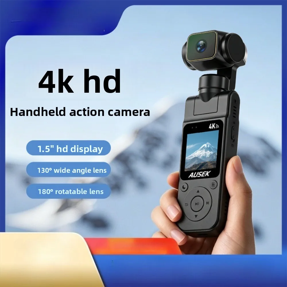 1.5인치 IPS 화면 포켓형 브이로그 카메라, WIFI 4K 핸드헬드 액션 카메라 (180도 회전 가능) ° 회전식 렌즈, 여행용 1000mAh 스포츠 캠코더