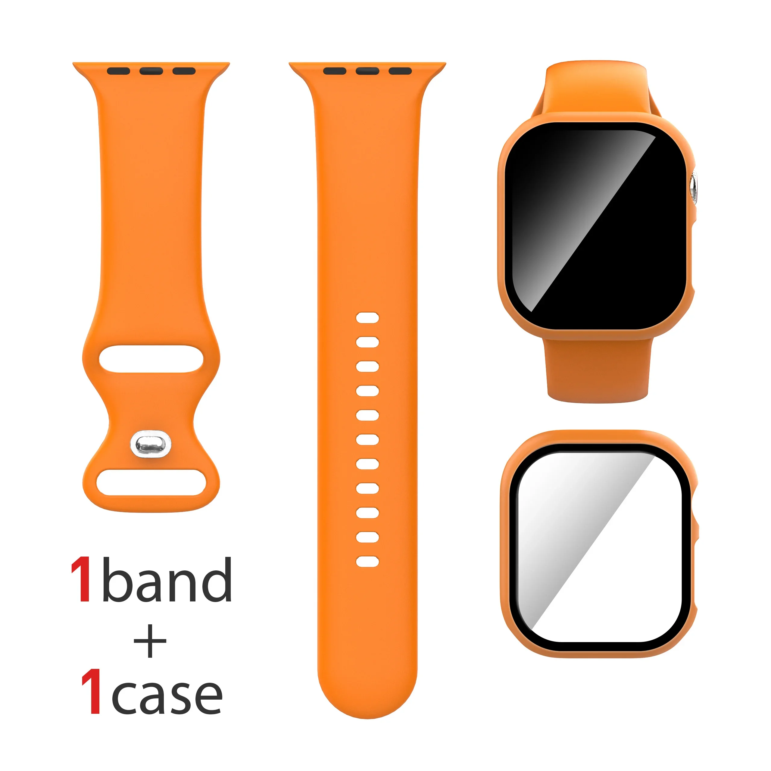 Dual Silicone Strap & Case Set for Apple Watch - Full Coverage Protection in 16 Colors