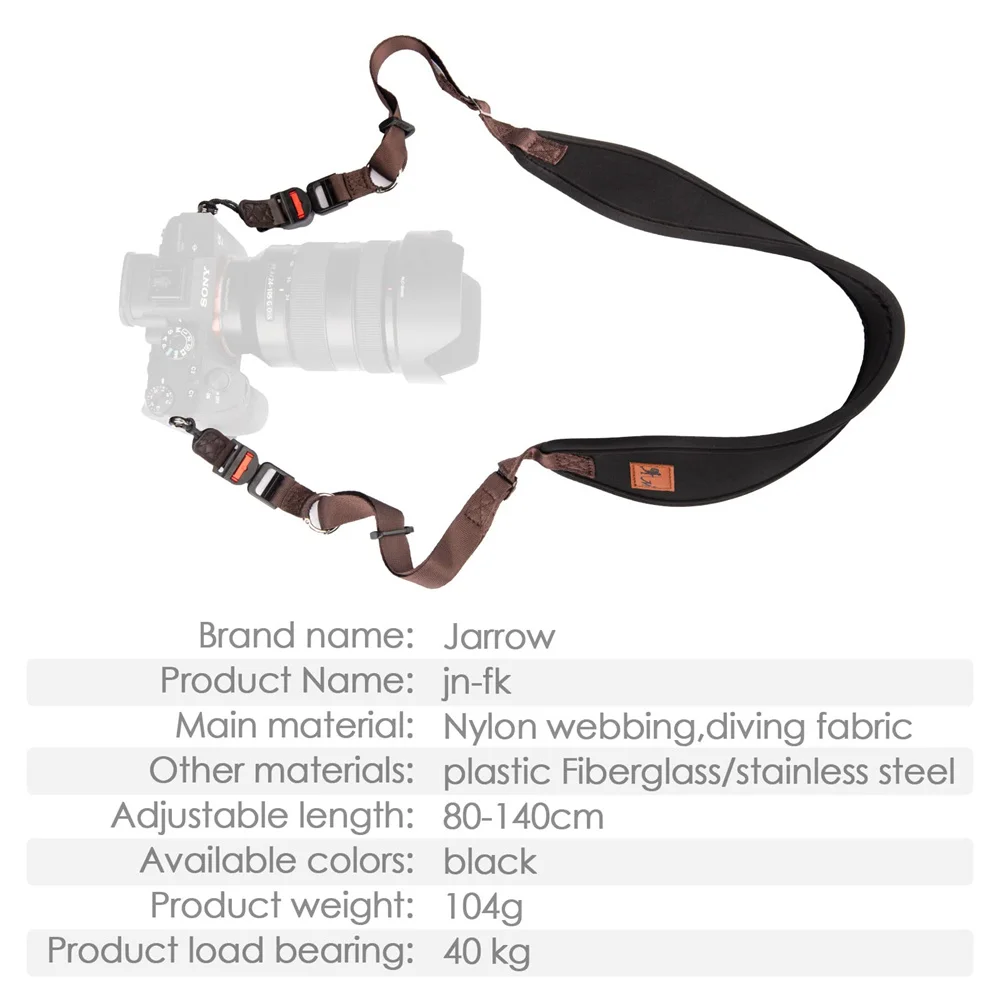 JJC Tracolla Fotocamera A Sgancio Rapido Versione Aggiornata - Cinghia In Nylon Regolabile (95-145cm) Con Piastra Arca-Swiss Inclusa - Per Mirrorless Canon, Nikon, Sony, Fujifilm