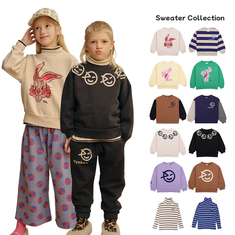 

Children's Winter Fleece Sweater Boys' Fashion Cartoon Printed Round Neck Pullover Girls' Printed Sweater 2023 Hoodie