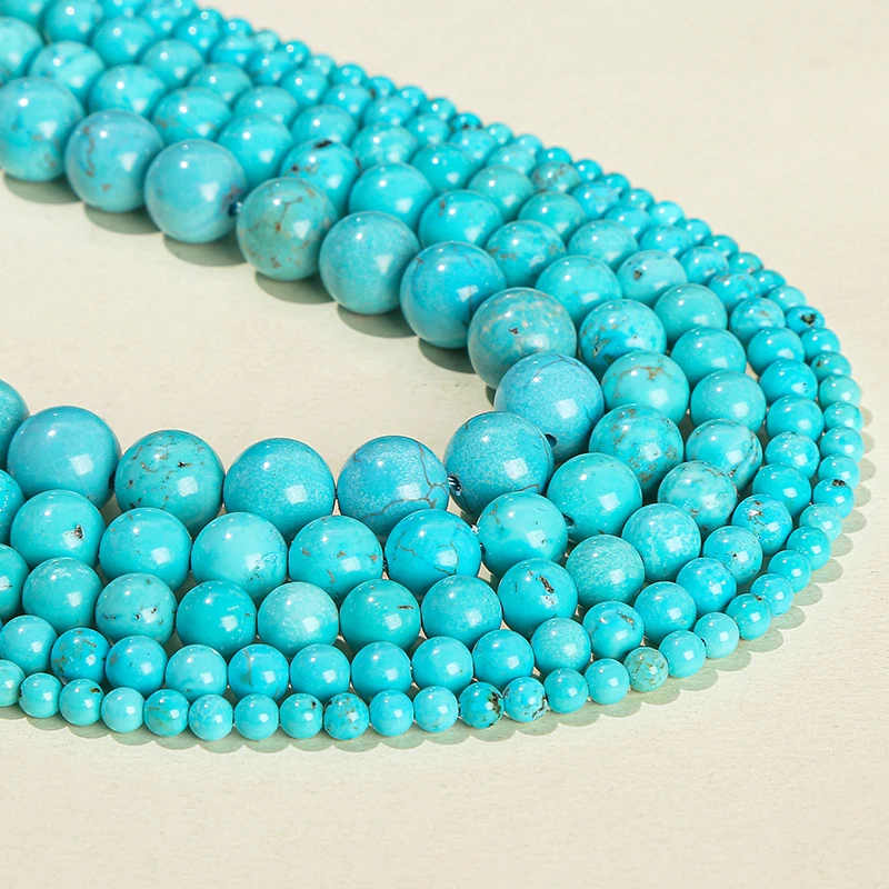 Natural Blue Turquoise Round Spacer Beads for Jewelry Making & DIY Crafts