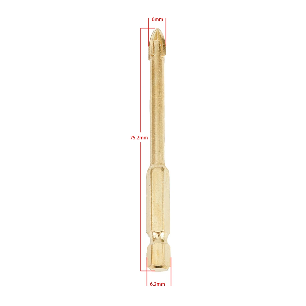 

5 Pcs 6mm Drill Bit Titanium Ceramic Tile Marble Glass Drill Spear Concrete Hole Opener Alloy Triangle Drill Size Head Hex Shank