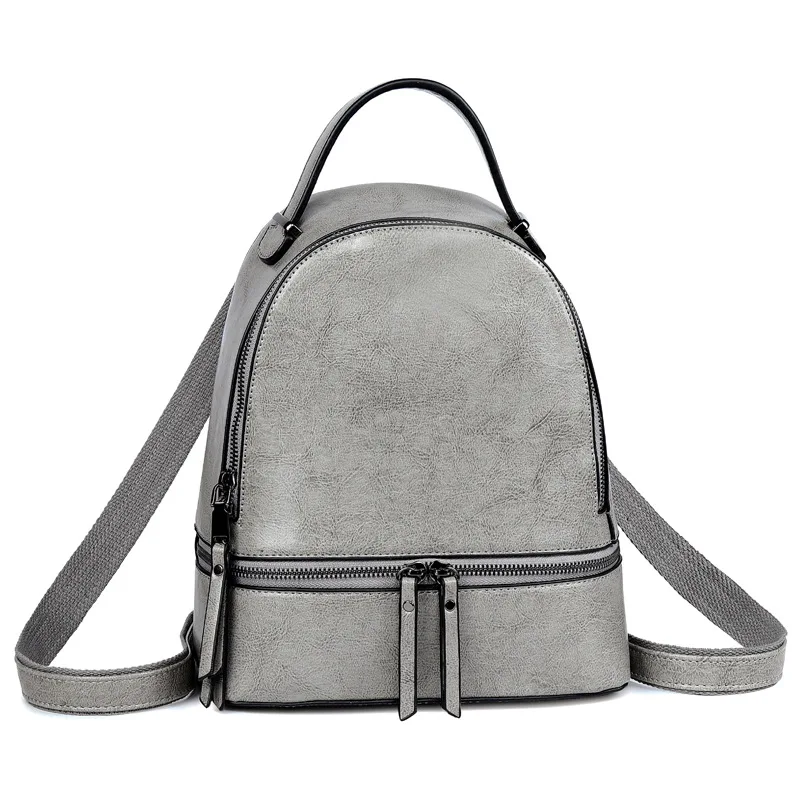 New Genuine Leather Rucksack Female Travel Knapsack High Quality Fashion Design School Daypack Women Oil Wax Cowhide Backpacks 