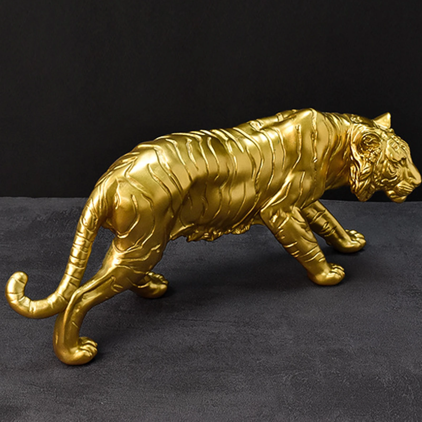 Gold Resin Tiger Statue Ornament for Home Living Room Decor