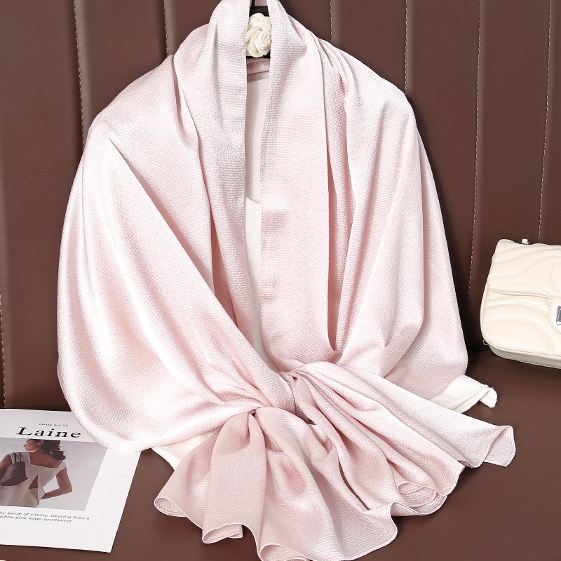 Solid Color Luxury Fashion Women Hijab Scarf Long Silk Soft Comfortable Scarves Shawl Muffler Neckerchief Outdoors Bandanna Lady 5