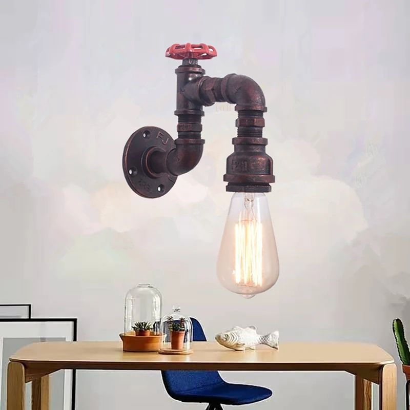 

1Pcs Industrial Water Pipe Wall Light Retro Loft Bar Cafe Ceiling Wall Lamp Lighting Home Bedroom Restaurant Decor