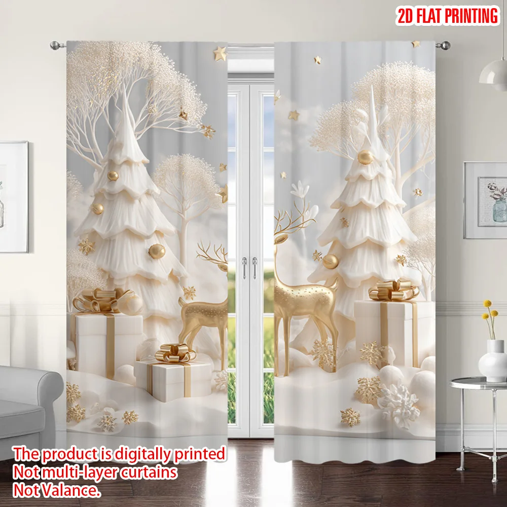 Holiday Magic Gold Christmas Curtains 6