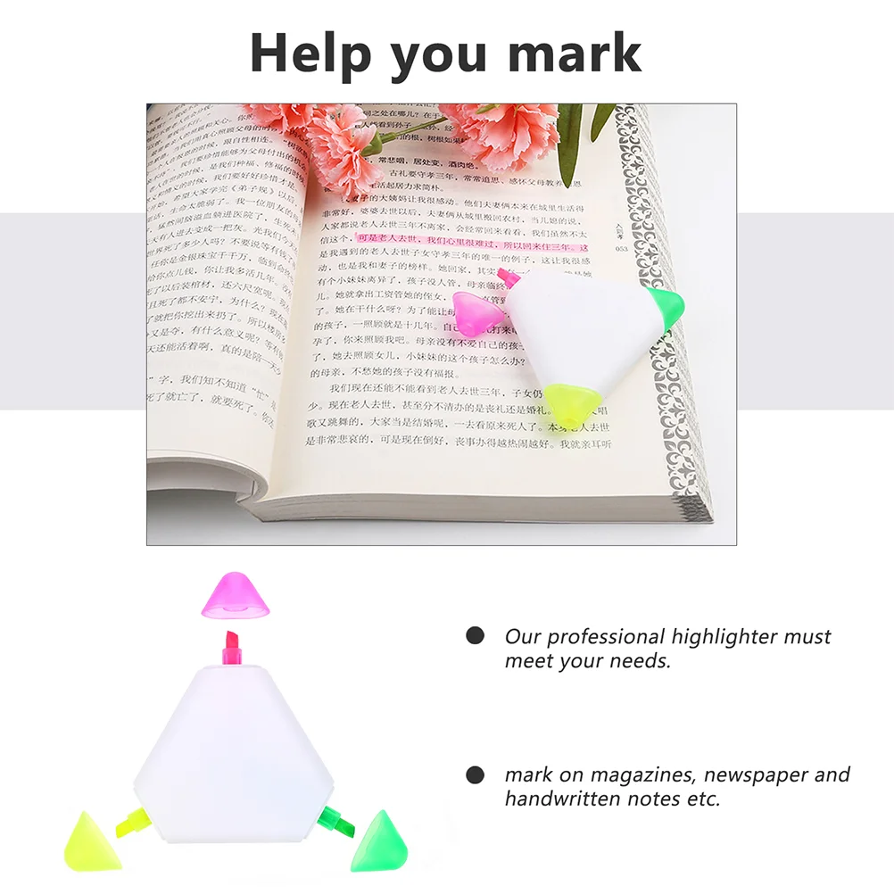 6 Pcs Triangle Highlighters Colored Pens Marker Pens Colorful Highlighters Study Office Supplies School Stationery Triangle