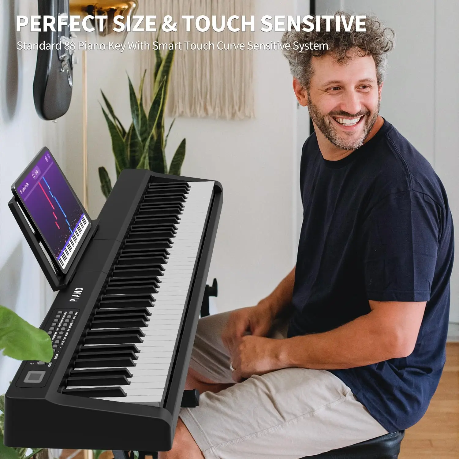 Piano 88 Key Full Size Semi Weighted Electronic Keyboard Piano Set with Stand,Built-In Speakers,Electric Keyboard