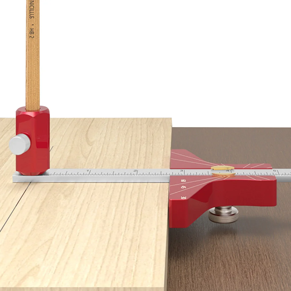 Wood Scribe Tool, Aluminum Depth Gauge, Sliding Marking Gauge Adjustable Precision Linear Scriber Parallel Line Drawing Tool