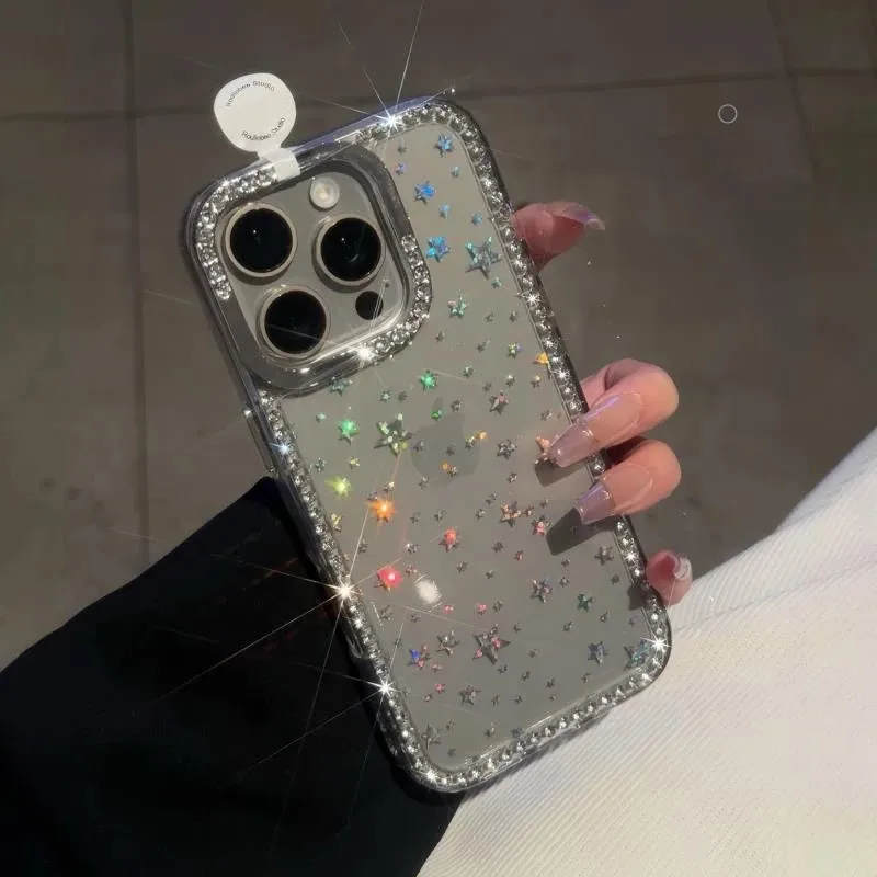 Luxury Diamond Star Glitter Bling Clear Shockproof Soft Bumper Phone Case