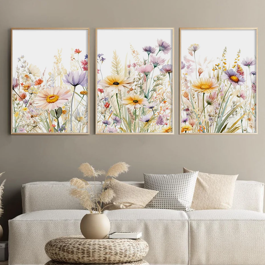 Affiche Décorative Fleurs Rouges – Art Mural Vintage – Plusieurs Tailles