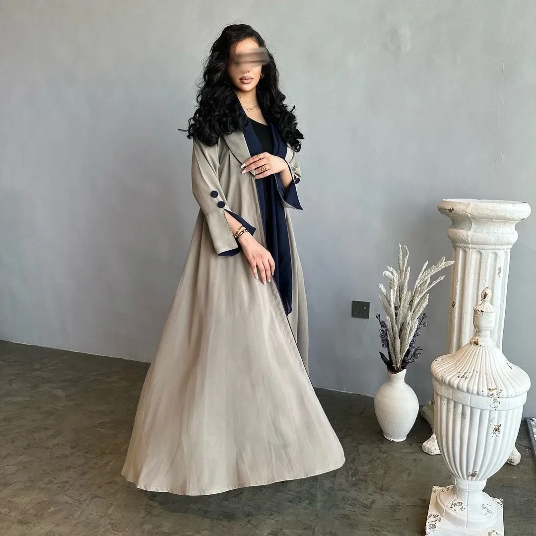 Elegant Saudi Abayas for Women Pleated Muslim Abaya Dress Dubai Arab Button Split Sleeve Kimono Morocco Kaftan Long Robe 2023