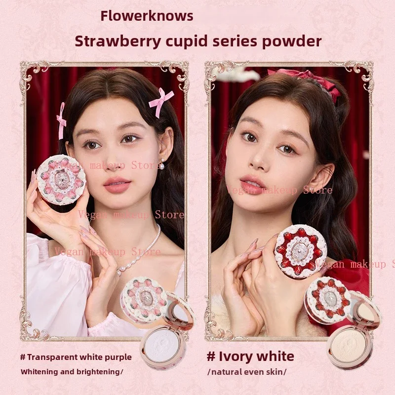 Flower Knows Strawberry Cupid Collection Makeup Set Sweetheart Gift Set Lip Mud Liquid Blush Face Palette All In One Make Up Kit 3