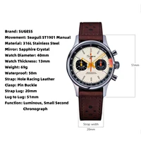 Sugess montre pour hommes chronographe montres mécaniques avec mouette ST19 mouvement à col de cygne pilote saphir cristal course V2 nouveau 6